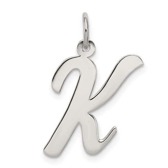 Sterling Silver Madison Collection LG Classic Script Initial K Pendant - Picture 1 of 5